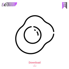 Outline fried-egg  icon isolated on white background. Line pictogram. Graphic design, mobile application, logo, user interface. Editable stroke. EPS10 format vector illustration