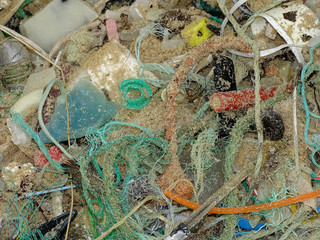 beach trash fishing nets and ropes