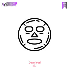 Outline facial mask icon isolated on white background. Line pictogram. Graphic design, mobile application, logo, user interface. Editable stroke. EPS10 format vector illustration