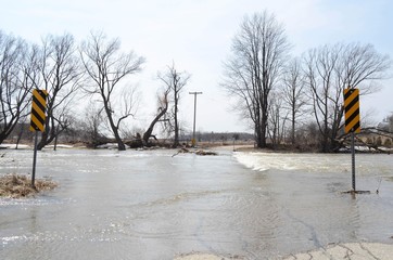 River Flooding Overflow Woolwich Ontario Canada Three Bridges