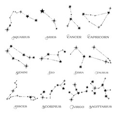 Set of twelve constellations.