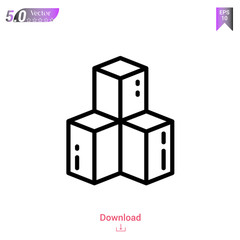 Outline cubes icon isolated on white background. Line pictogram. Graphic design, mobile application, logo, user interface. Editable stroke. EPS10 format vector illustration