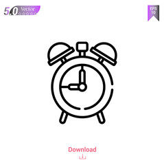 Outline clock icon isolated on white background. Line pictogram. Graphic design, mobile application, logo, user interface. Editable stroke. EPS10 format vector illustration