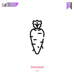 Outline carrot icon isolated on white background. Line pictogram. Graphic design, mobile application, logo, user interface. Editable stroke. EPS10 format vector illustration