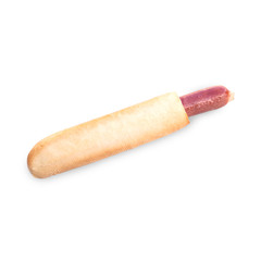 French hot dog isolated on white background. Fast food.