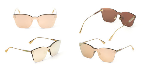 Set Summer Sunglasses isolated on white background. Collection fashion eye glasses