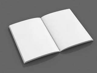 Blank page or notepad for mockup or simulations. 3D