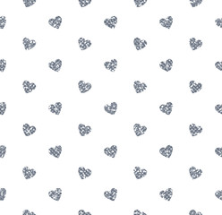 Silver Glitter Heart Pattern. Vector Shape.