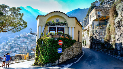 Positano one way traffic sign, Italy.
