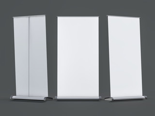 Blank rollup banner display. Template mockup. 3D