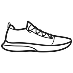 Men's running shoes outlined icon in white background