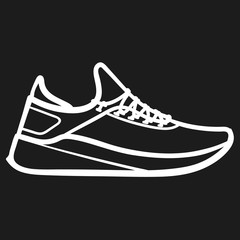Men's running shoes outlined icon in dark background