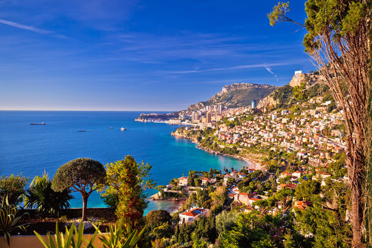 Monaco cityscape and coastline colorful nature of Cote d'Azur view
