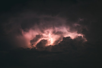 Incredible lightning storm, summer day