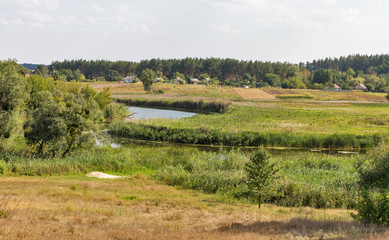 Fototapeta na wymiar Ros river rural landscape, Ukraine.
