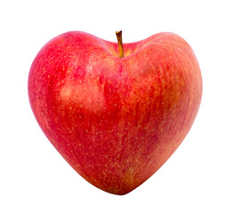 Heart shaped apple, isolated on white background