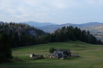 Polska, Pieniny - miejscowość Jaworki, widok na bacówkę © Iwona