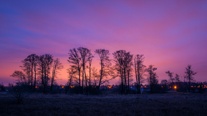 Dawn in the valley Jeziorka river  near Piaseczno, Masovia, Poland