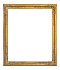 Golden frame for paintings, mirrors or photo isolated on white background