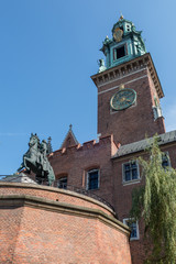  Wawel Royal Castle in Krakow Poland, with Tadeusz Kościuszko Monument in front