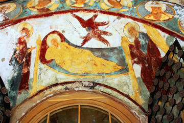 Frescoes of the porch of the Cathedral of the Dormition in Rostov Kremlin