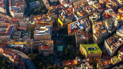 Gordijnen Smalle Straten Aerial view of the hill and residential district of Chiaia in Naples, Italy. Many are the buildings built in the narrow streets of the city.  © Stefano Tammaro