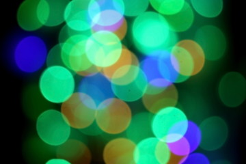 colorful bokeh, garland on a dark background