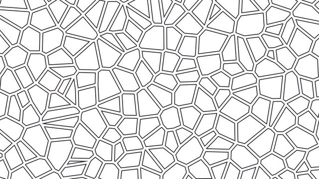 Abstract animated background of voronoi cellular pattern. Seamless loop footage