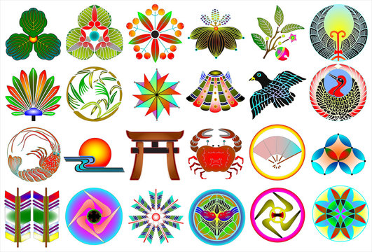Traditional japanese family crests icon mon