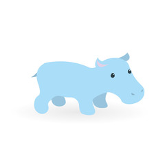 Little blue hippo. Cute character in a single face.