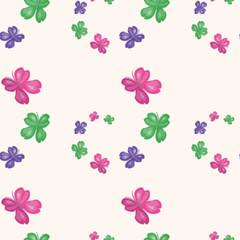 Kawai butterflies - pattern. Seamless pattern of cute butterflies for wrapping paper