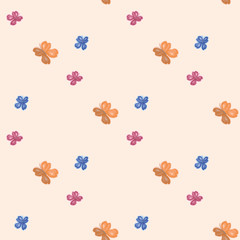 Kawai butterflies - pattern. Seamless pattern of cute butterflies for wrapping paper