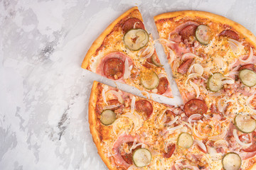 Italian pizza isolated on white background