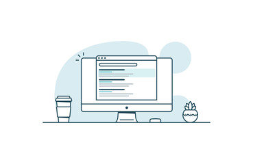 SEO optimization concept. Website promotion. Vector illustration in line art style