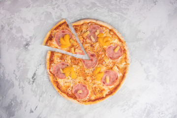 Italian pizza isolated on white background