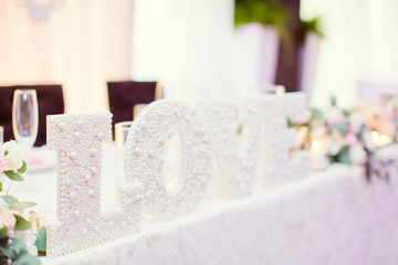love word decoration with pearls