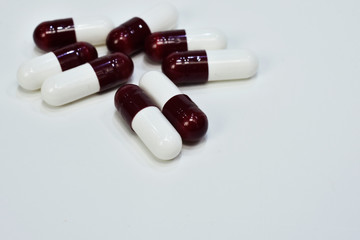 High doses of medicine for treatment. pain medication tablets. Assorted pharmaceutical medicine pills.