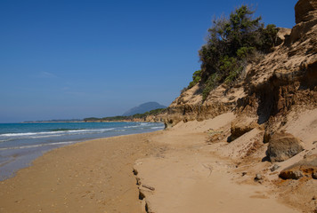 view of Issos Beach, Corfu, Greece (Ionian Islands)