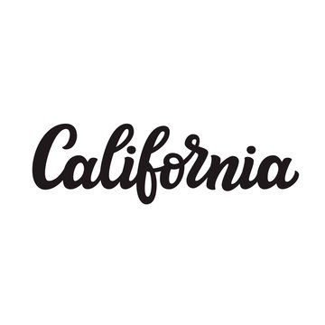 California. Hand drawn lettering text