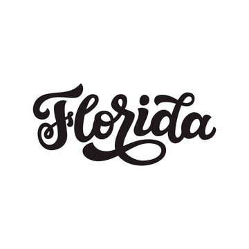 Florida. Hand drawn lettering text