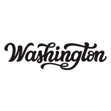 Washington. Hand drawn lettering text