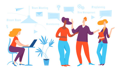 Vector business concept illustration with people and managing process