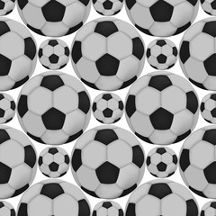 Fototapeta na wymiar 3d Soccer ball monochrome color seamless pattern on white background. Realistic football mockup texture. Sport equipment ornament template. Vector graphic illustration