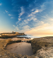 Beautiful sky view, Saint Julian Fortress praia de Carcavelos, Portugal