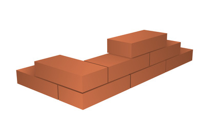 Realistic vector of simple orange brick wall on white background.