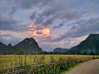 landscape with mountains and clouds, Vang Vieng, Laos