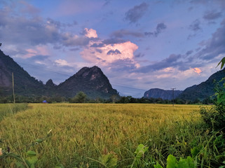 sunset in the mountains, Vang Vieng, Laos