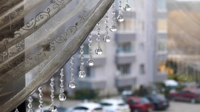 Curtain beads and outer landscape, rocking decorative curtain beads,