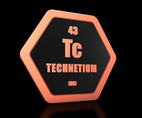Technetium chemical element periodic table symbol 3d render