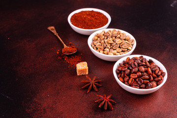 The invigorating morning coffee with sweets. It can be used as a background